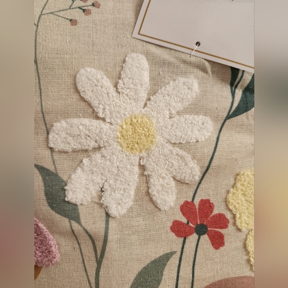 Embroidered Floral Mushroom Throw Pillow 16in X 16in - Picture 3 of 7